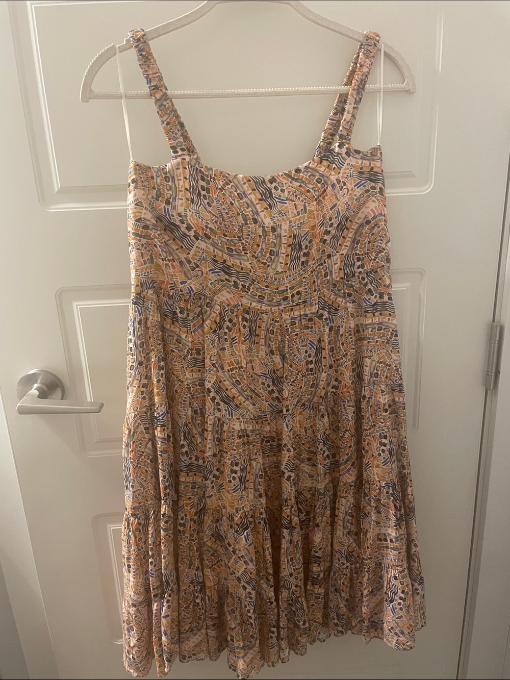Summer Tiered Sundress in Beige Pattern